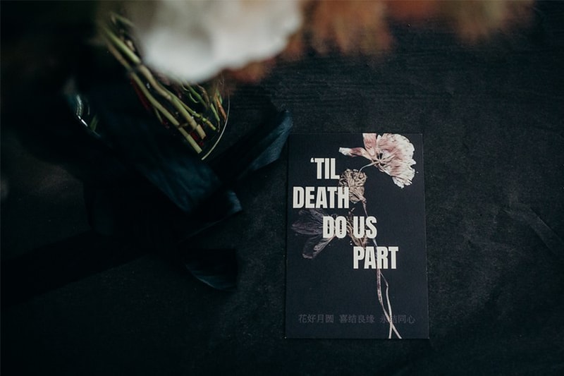 black wedding dress dark style wedding Lydia Pang and Roo Williams