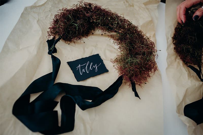 black wedding dress dark style wedding Lydia Pang and Roo Williams