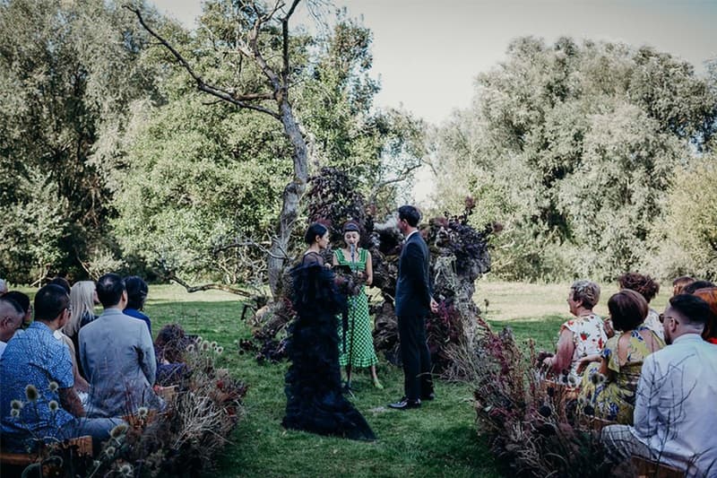 black wedding dress dark style wedding Lydia Pang and Roo Williams