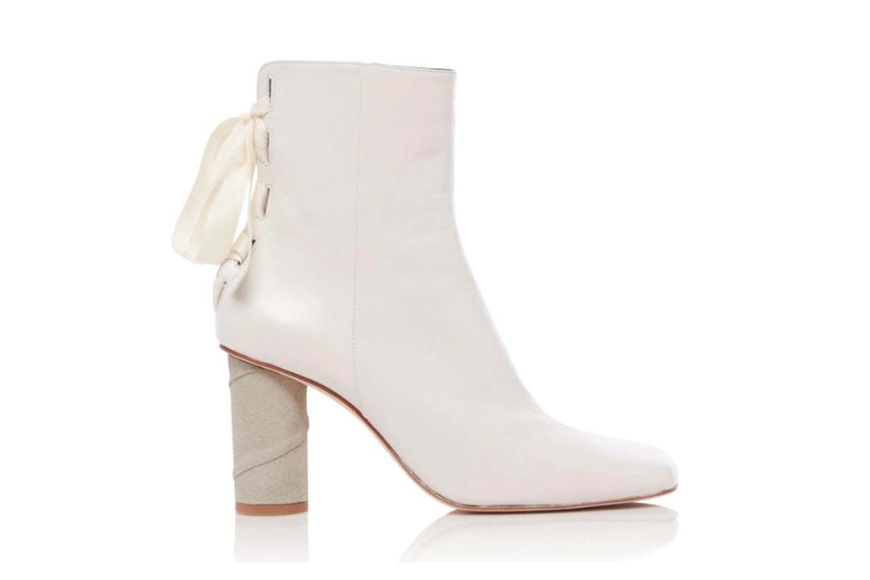 Bow-Embellished Leather Ankle Boots