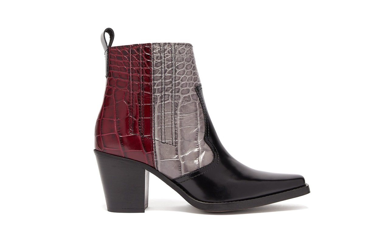 Callie Crocodile-effect Leather Ankle Boots