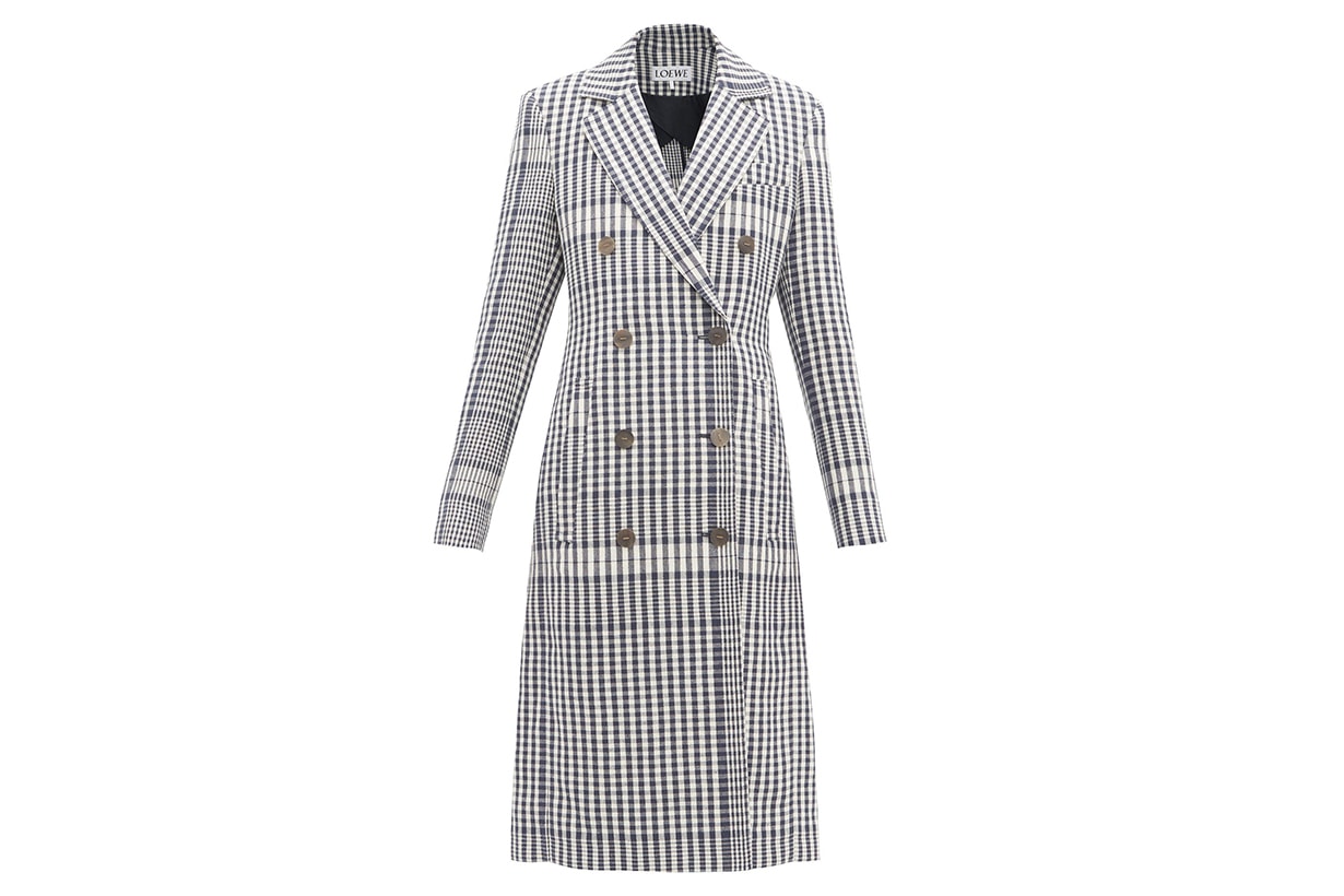 Checked Tailored Linen Coat