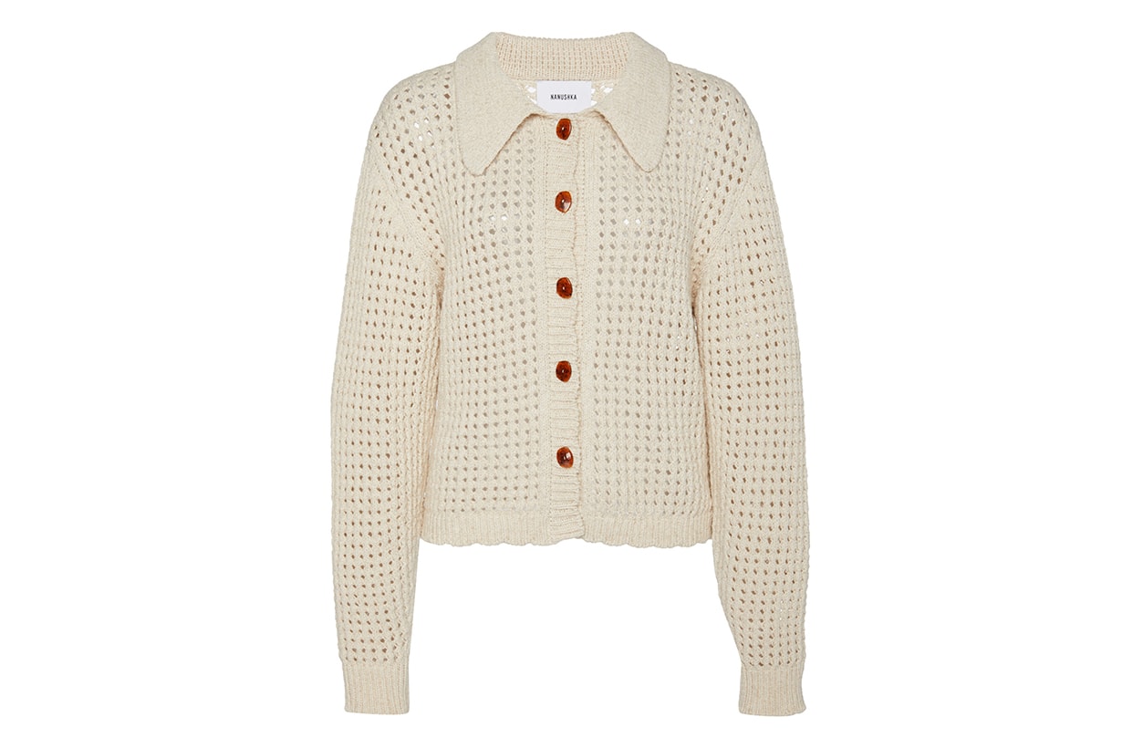 Nanushka Andrea Open-Knit Cotton Cardigan