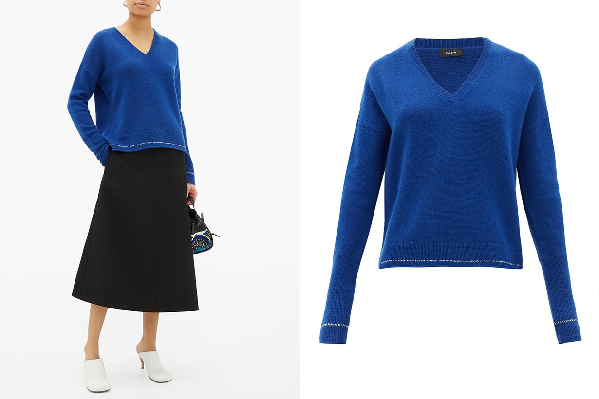 Contrast-stripe cashmere sweater