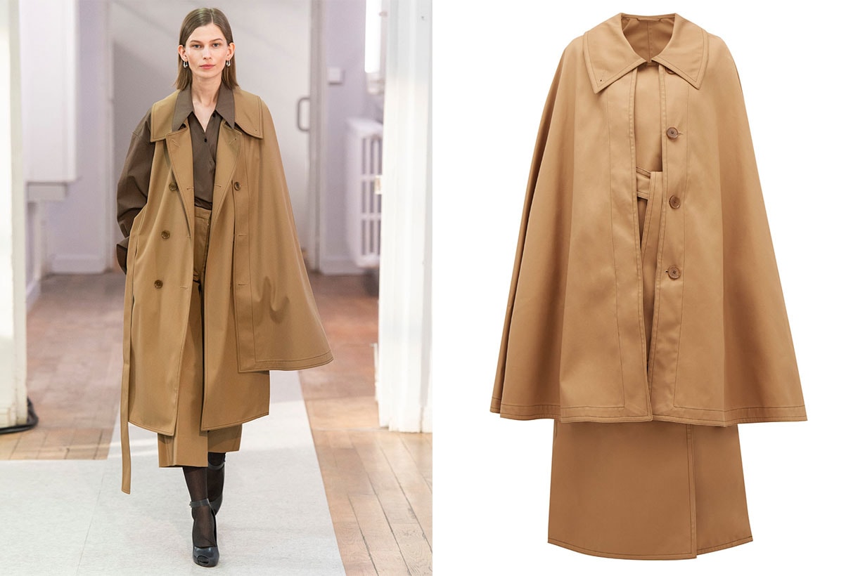 Double-breasted Twill Trench Cape