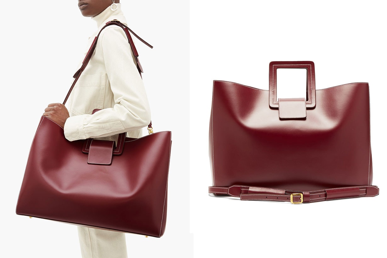 Drew Topstitched-leather Tote Bag