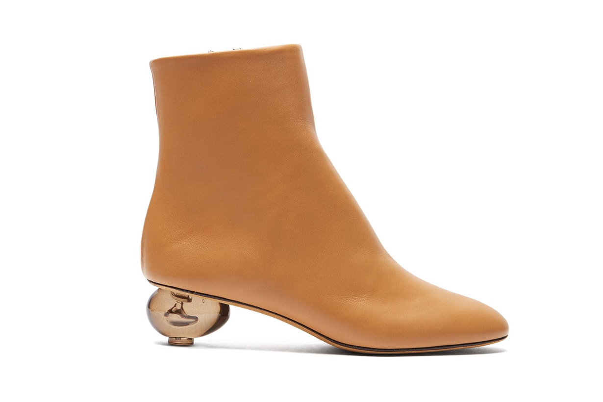 Egg-heel Leather Ankle Boots