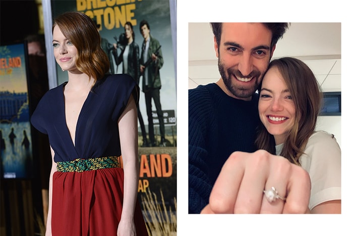 Emma Stone 戴上巨型鑽戒,甜蜜宣布跟製作人男友訂婚了!