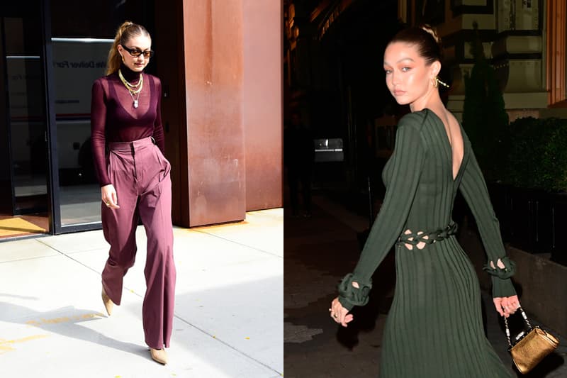 gigi hadid christmas outfit inspiration green red