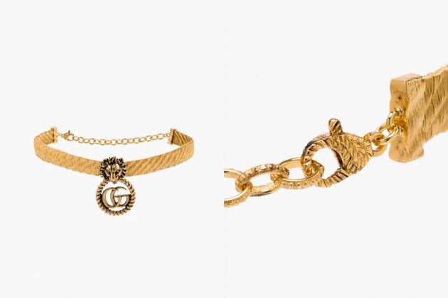 gucci gg logo choker lion head new browns