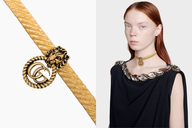 gucci gg logo choker lion head new browns necklace