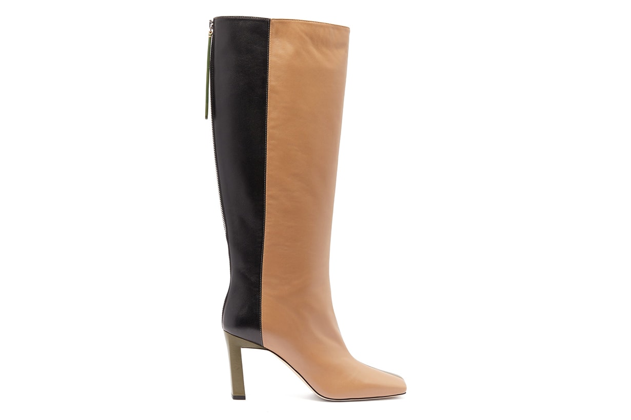 Isa Tri-colour Square-toe Leather Boots