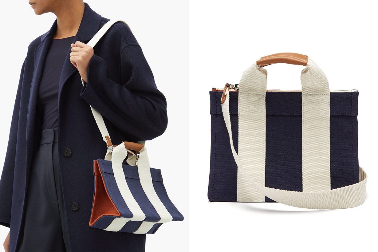 Lady Small Leather-trimmed Canvas Tote Bag
