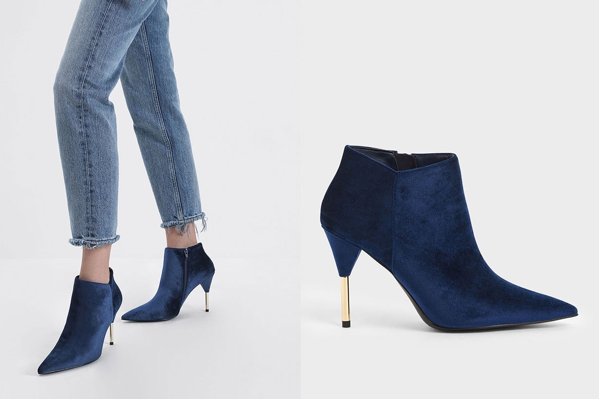 Metallic Stiletto Heel Ankle Boots