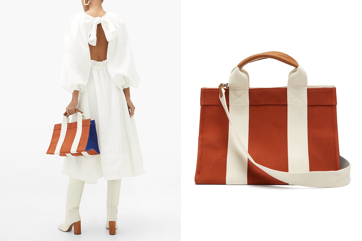 Mini Medium Leather-trimmed Canvas Tote Bag