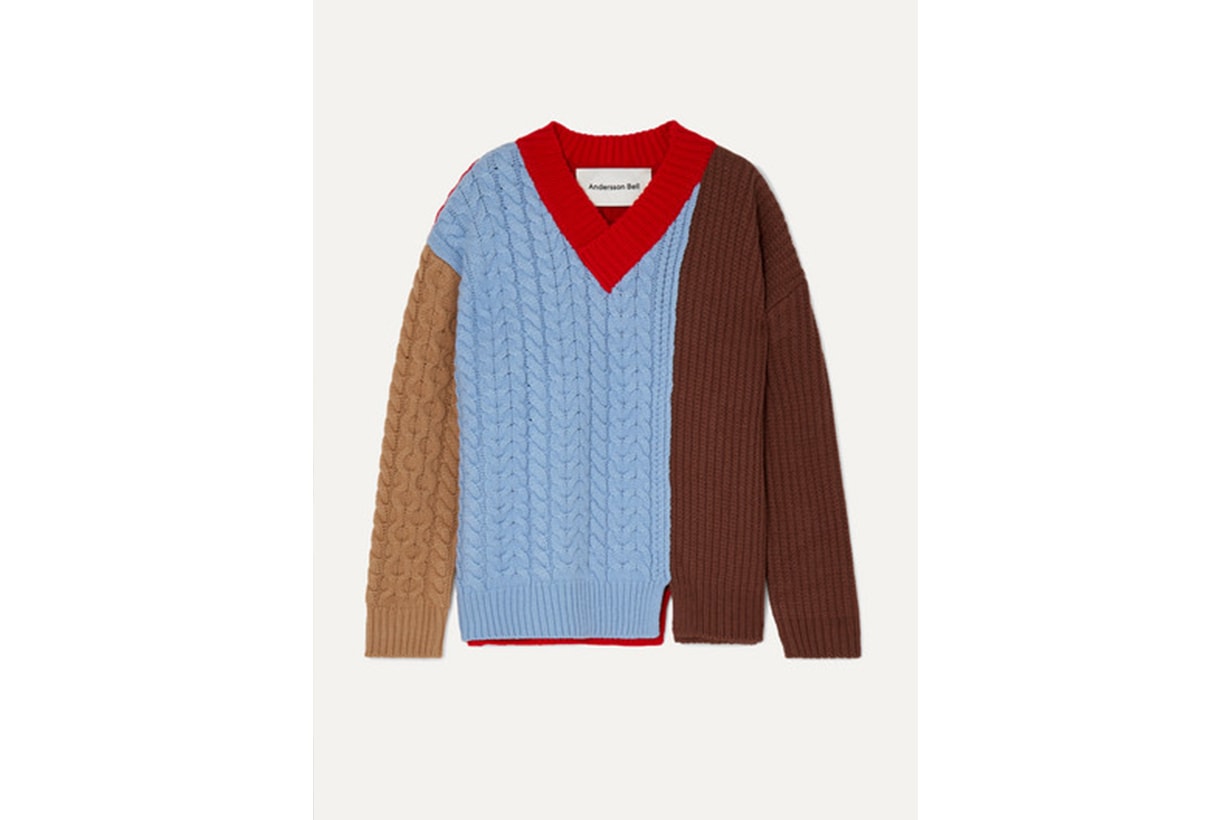 Oversized Color-block Wool-blend Sweater