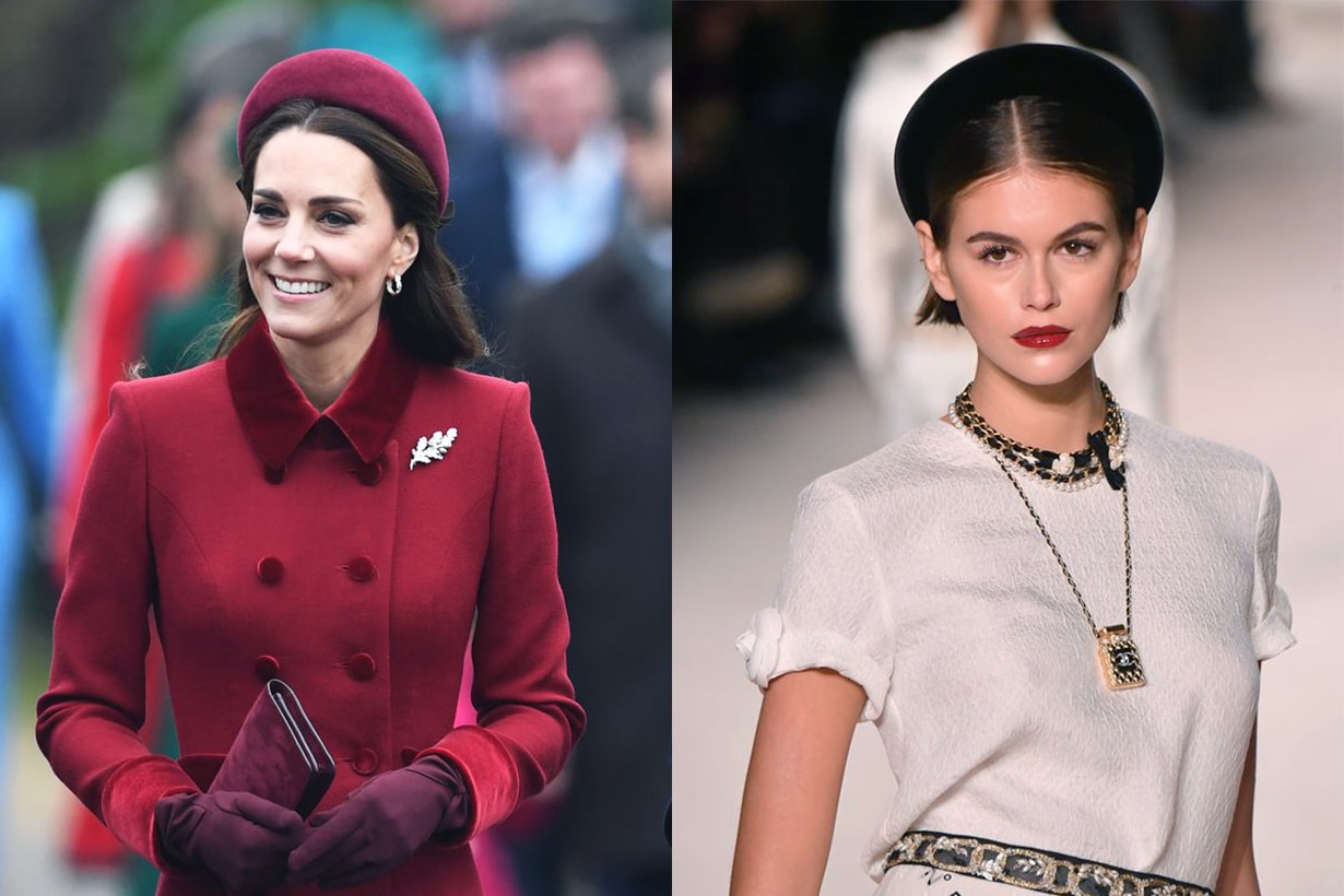 Chanel Métiers d’Art Runway Miuccia Prada 2019 Spring Fall Winter Padded Headband Trend Kate Middleton Kaia Gerber Hair Accessories