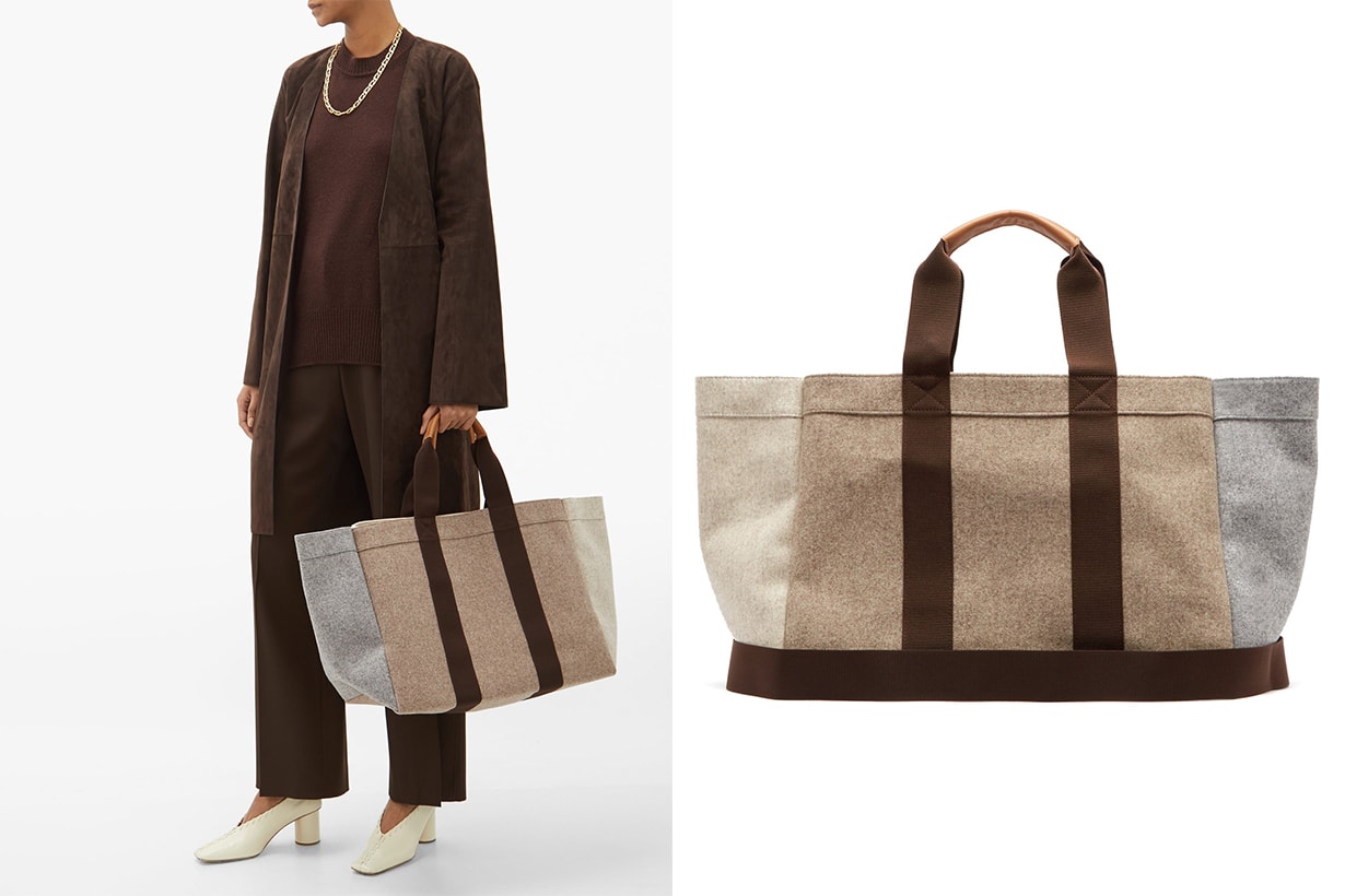 Parcours Large Leather-trimmed Felt Tote Bag