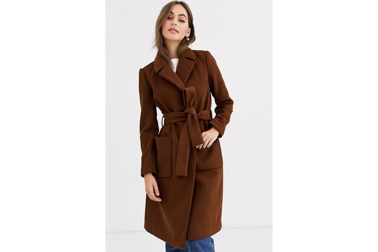 Pimkie Tie Waist Coat in Brown