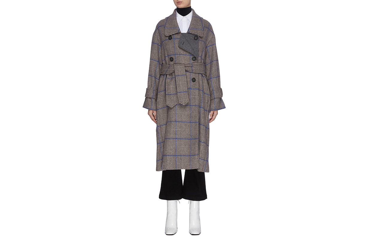 PORTSPURE Houndstooth Check Overcoat