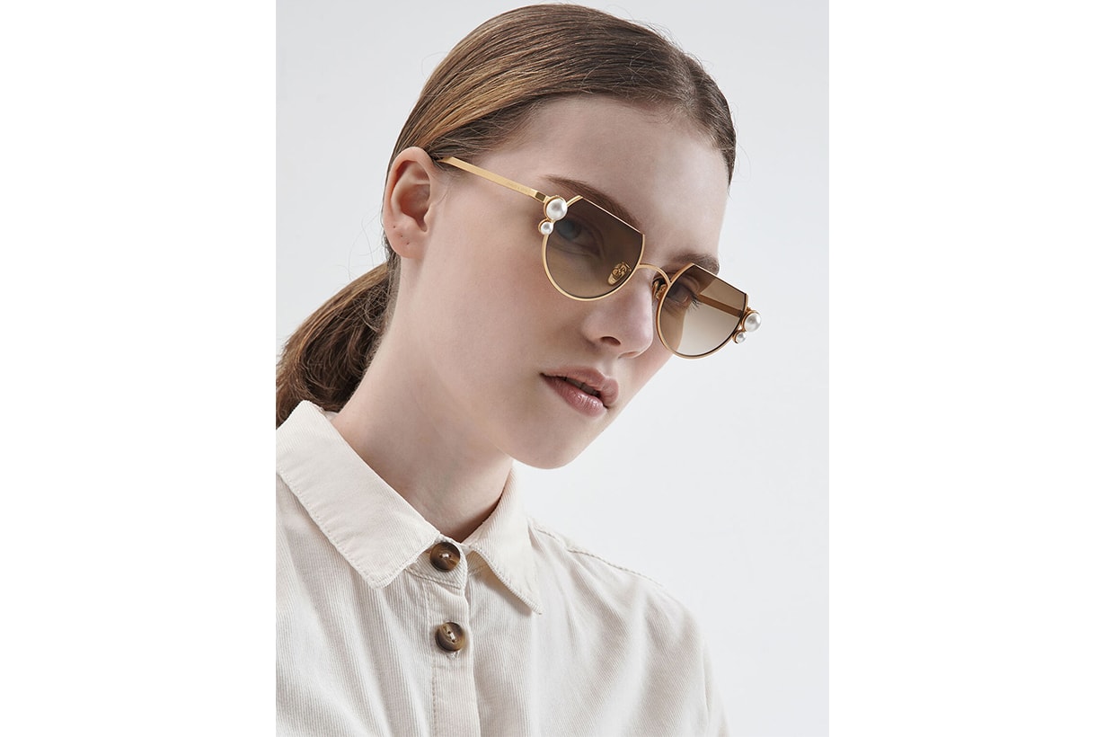 Swarovski Crystal Pearl Embellished Cut-Off Round Sunglasses