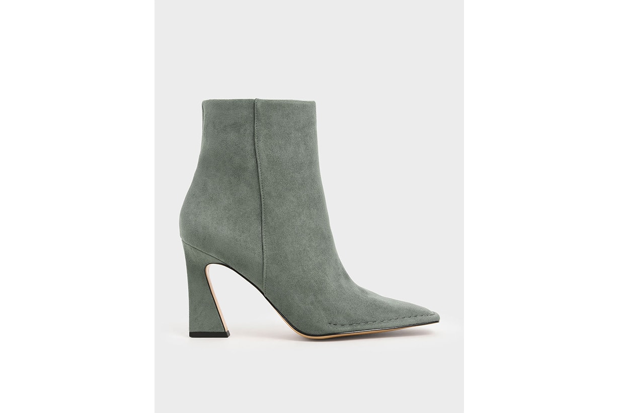Textured Sculptural Heel Ankle Boots