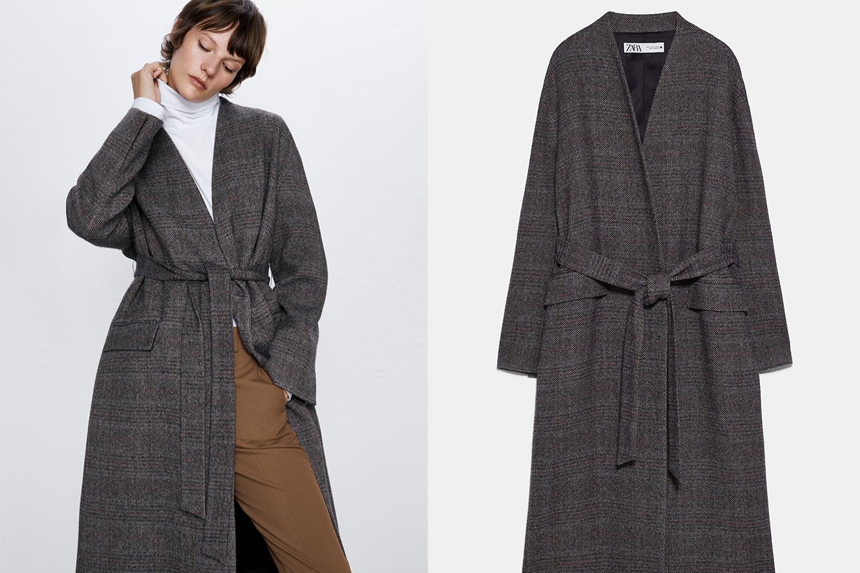 HERRINGBONE COAT WITH BELT