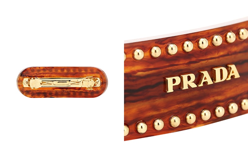 prada logo hair clip style