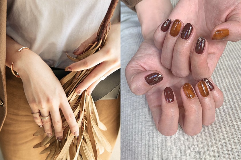 Japanese Girl Nail Arts Trend amber Color