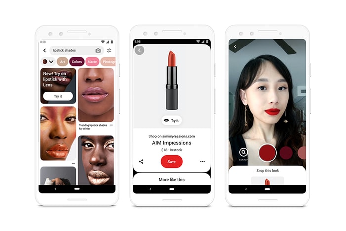 Pinterest 推出 AR 濾鏡新功能：只要打開手機就能在購入唇膏前預先試用顏色！