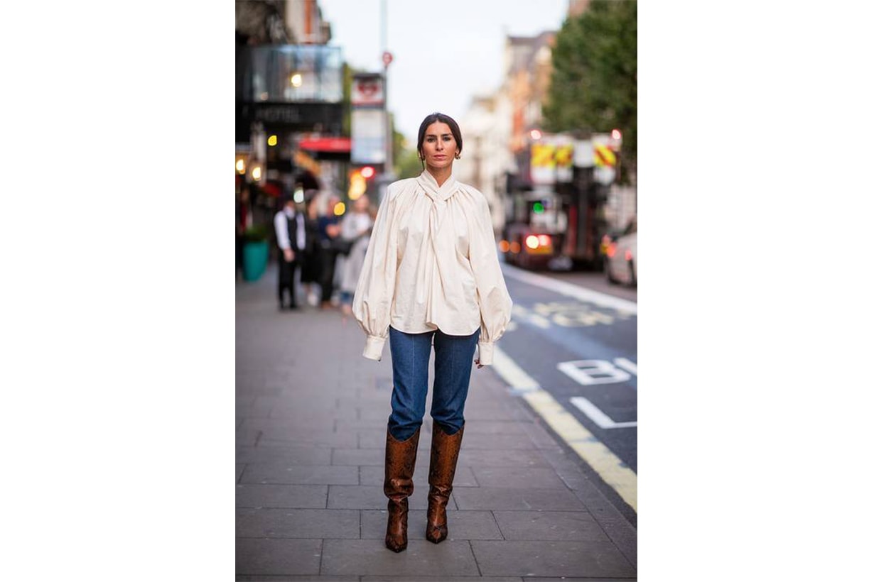 White Blouse, Jeans with Boots
