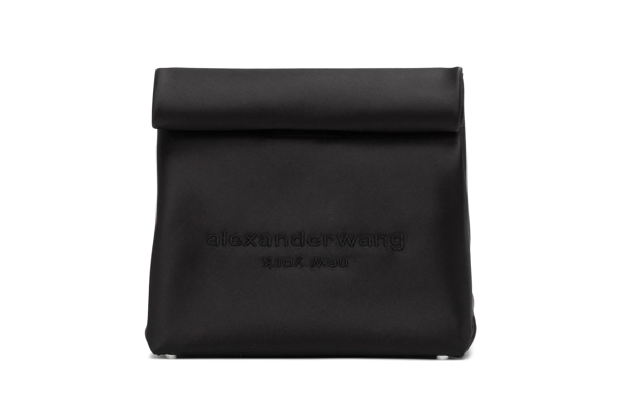 Alexander Wang Black Satin Lunch Bag Clutch