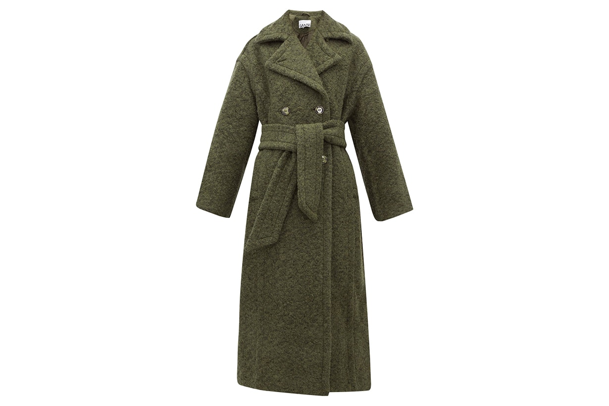 Belted Double-breasted Wool-blend Coat