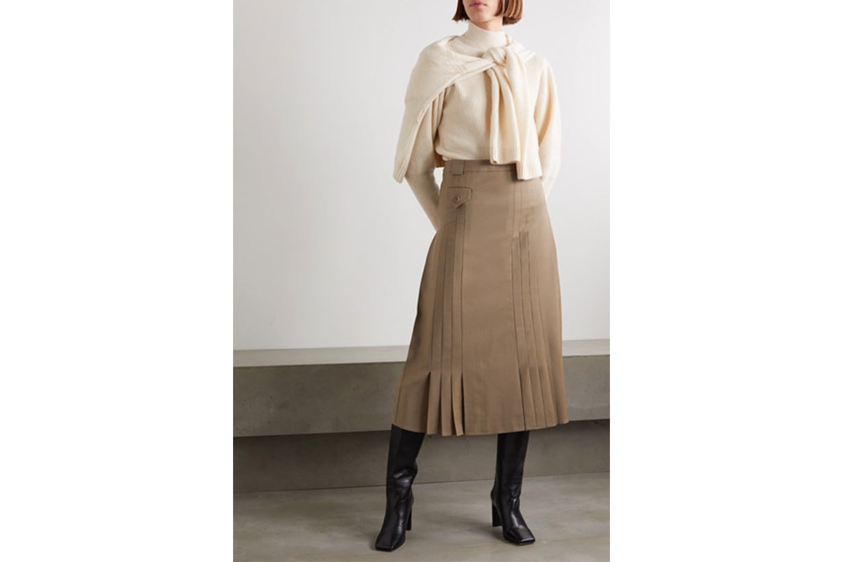 Christiania Pleated Wool Midi Skirt