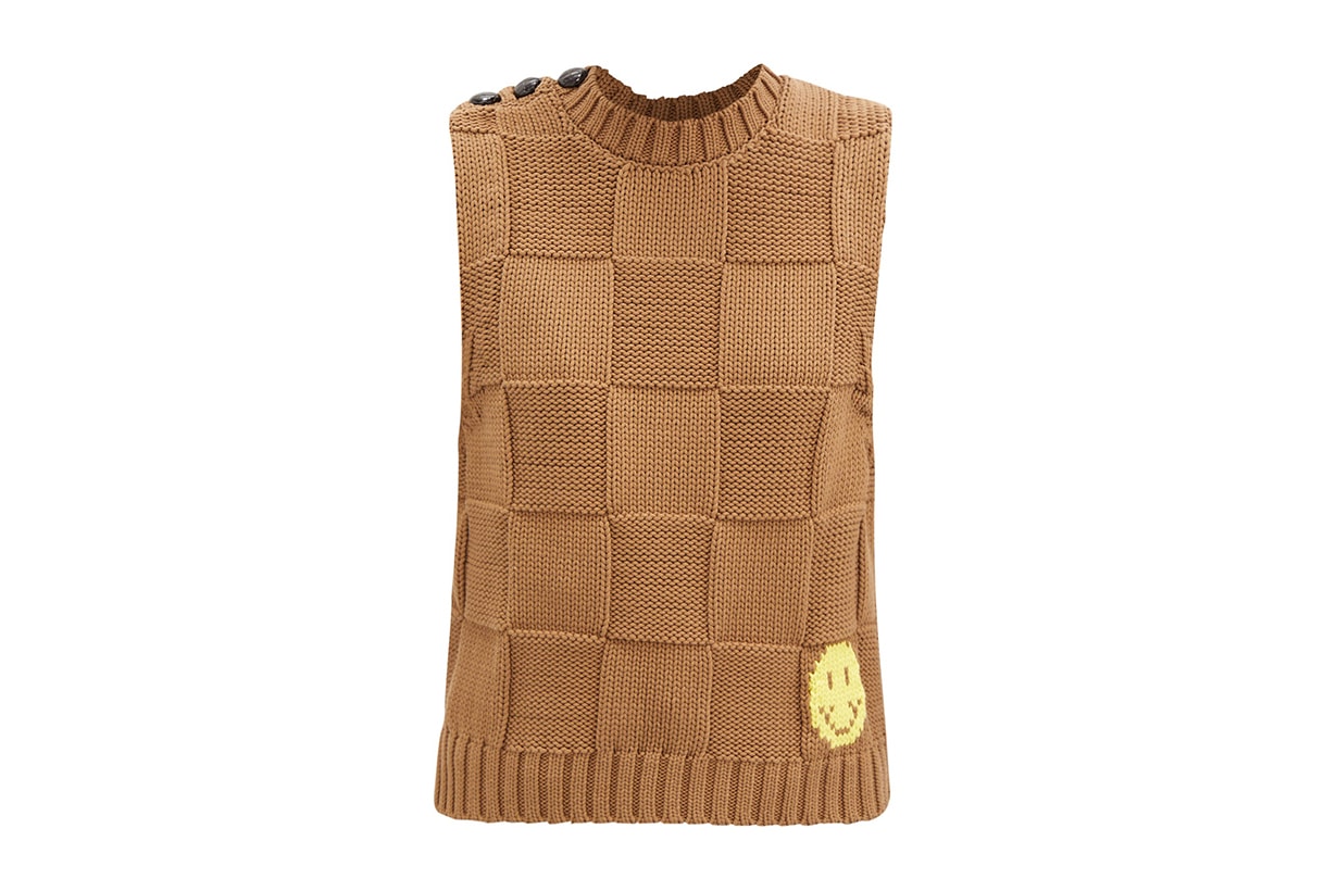 GANNI Sleeveless basketweave cotton-blend sweater