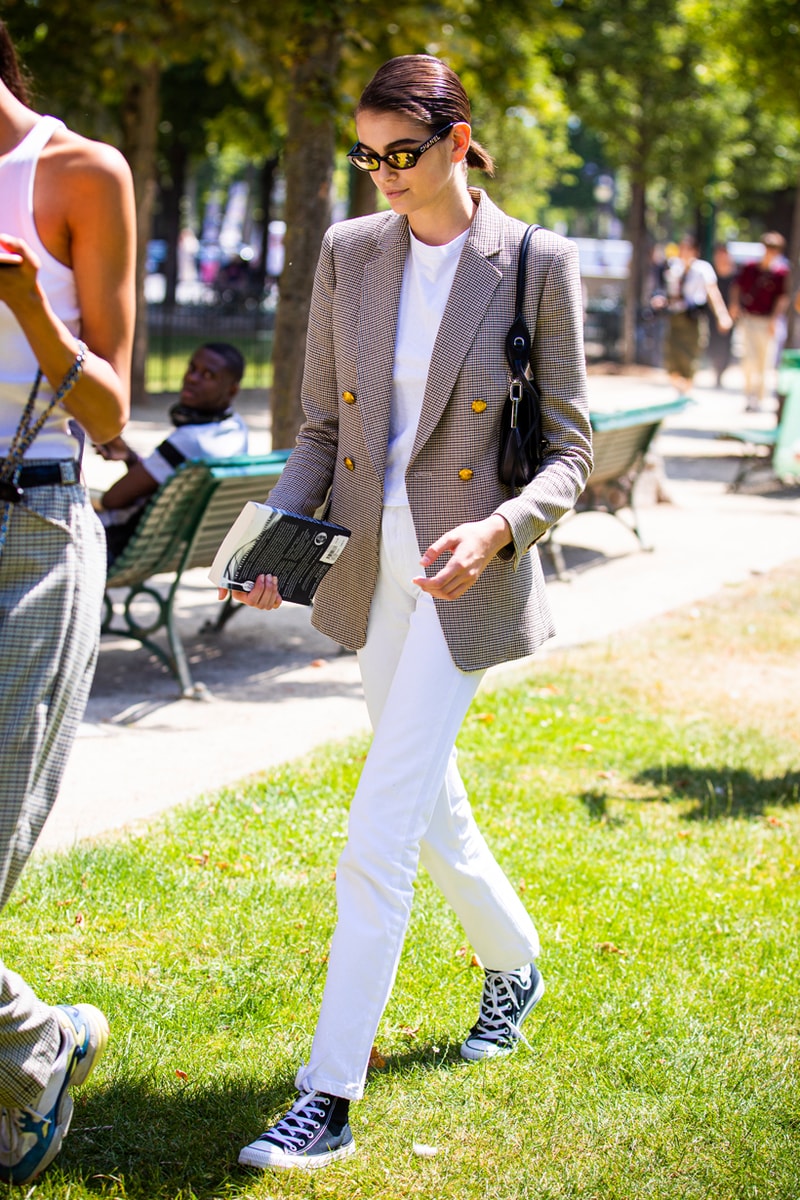 kaia gerber converse chunk outfit styling favorite sneakers