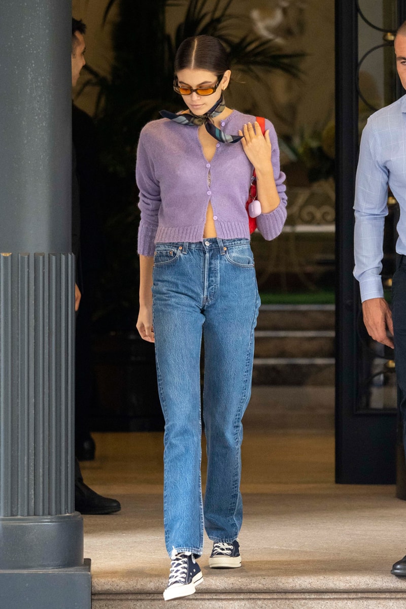 kaia gerber converse chunk outfit styling favorite sneakers