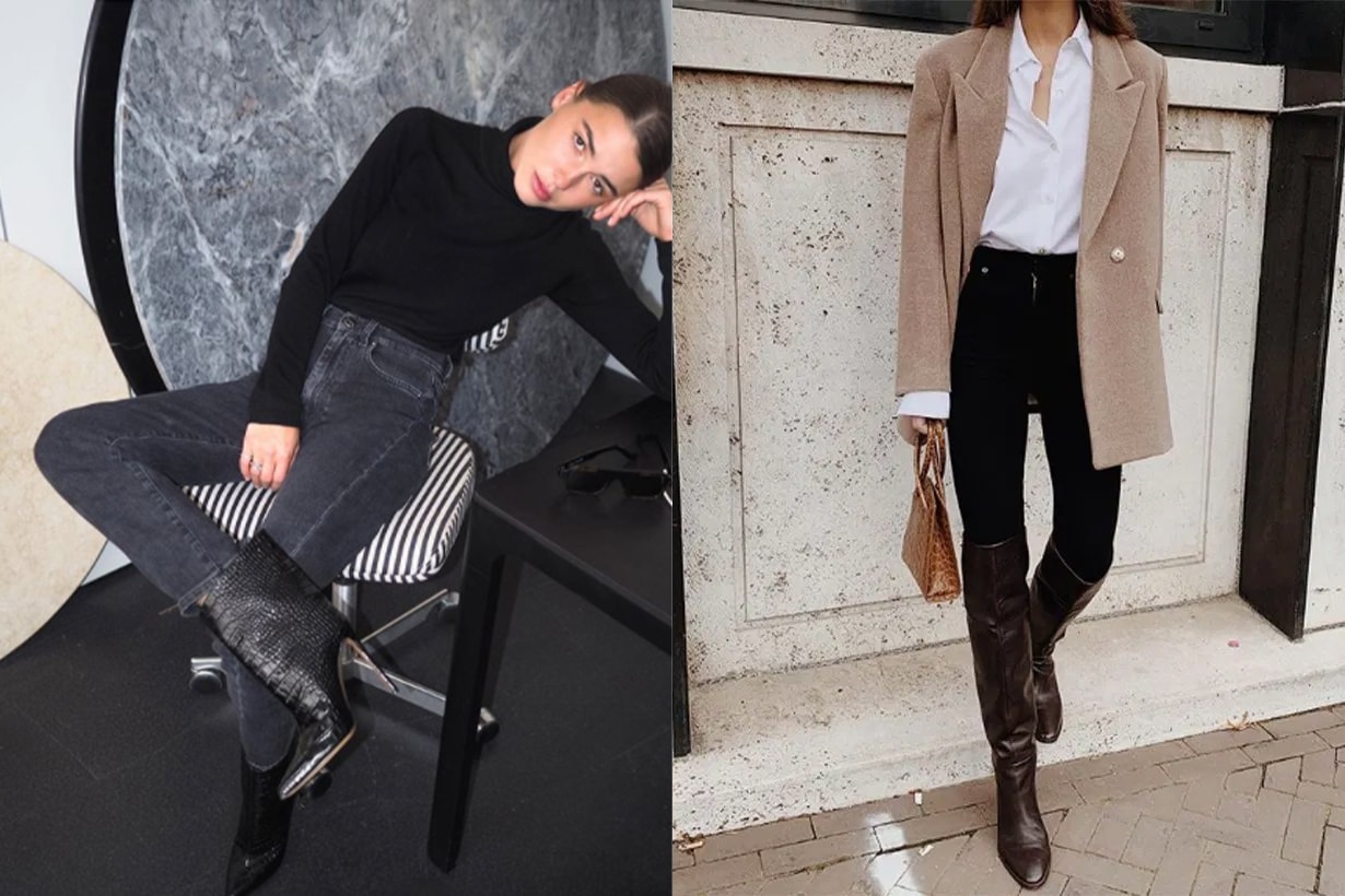 Every Fashion Girl is Wearing Knee-High Boots, Jeans and Jumpers Outfits
