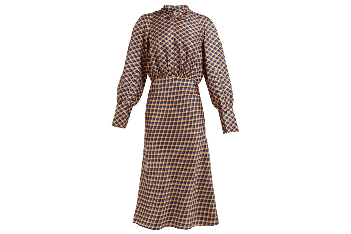 Lucian Checked Silk-satin Midi Dress