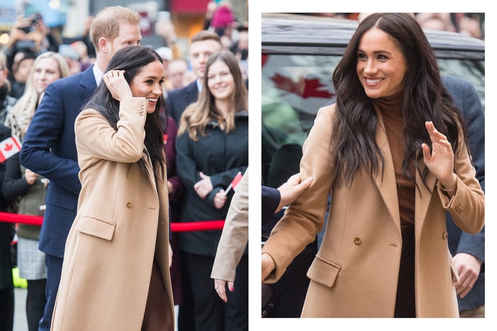 職場穿搭範本:2020 年首度亮相,梅根這身啡色系穿搭高級又得體!