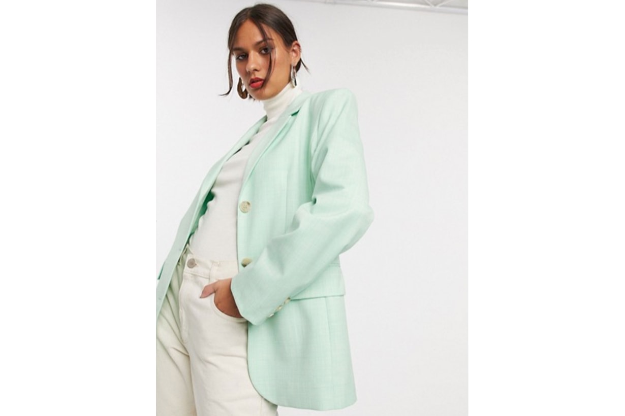 & Other Stories Oversized Textured Blazer in Pistachio Green