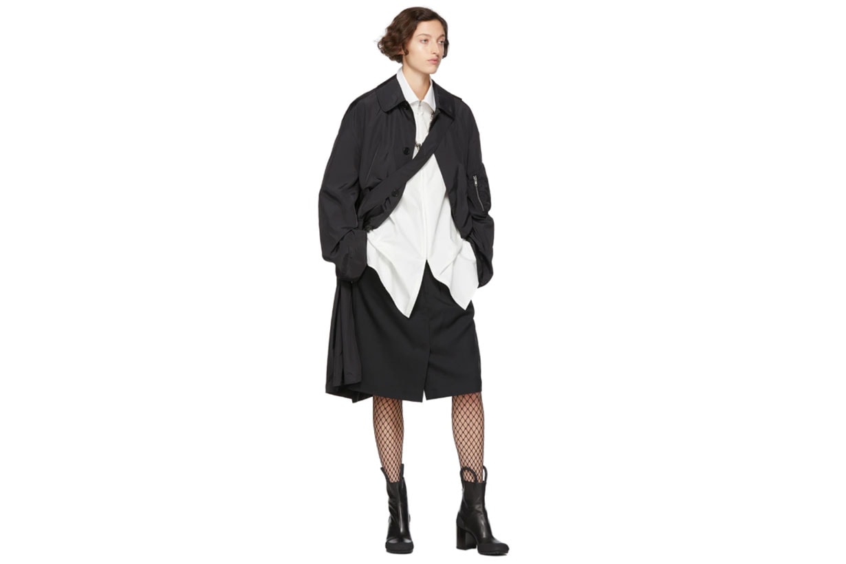 Random Identities Black Satin Overcoat