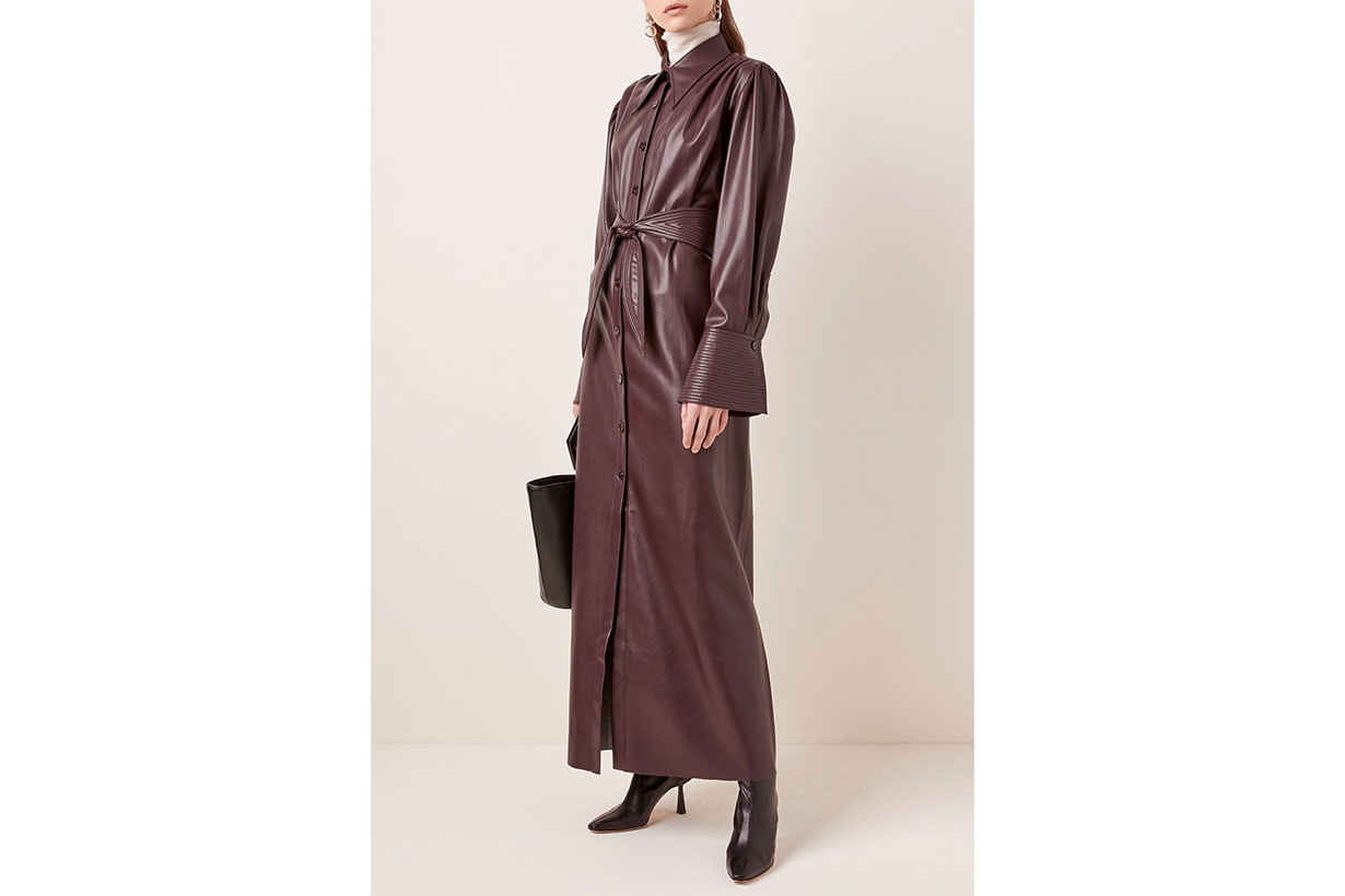 Nanushka Rosana Belted Faux Leather Maxi Dress