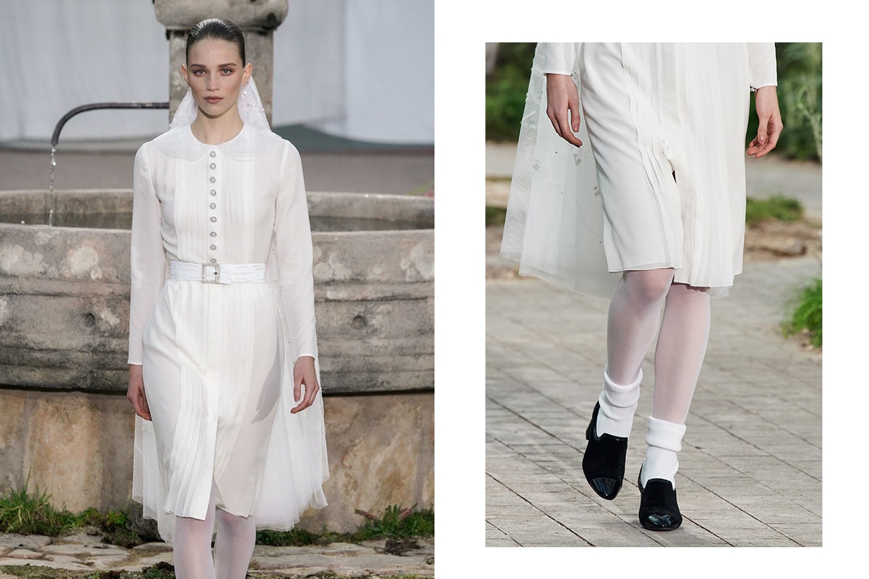 chanel bride minimalist modern wedding dress haute couture show spring summer 2020