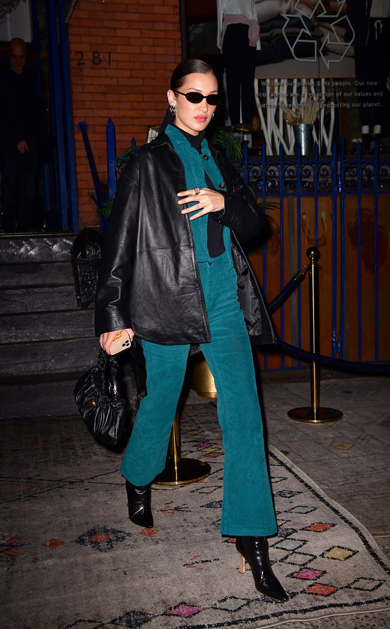 bella-hadid off duty Style Leather Jacket