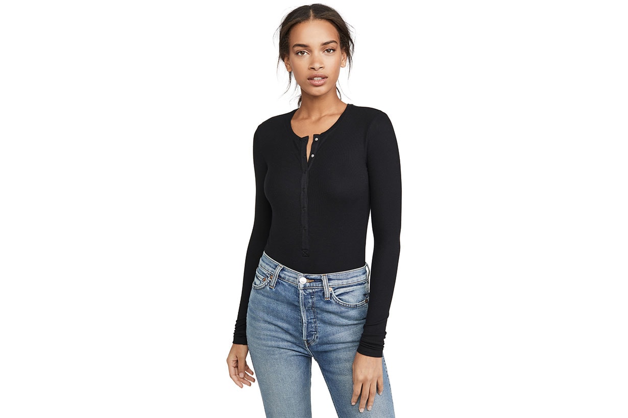 ATM Anthony Thomas Melillo Micromodal Henley Bodysuit