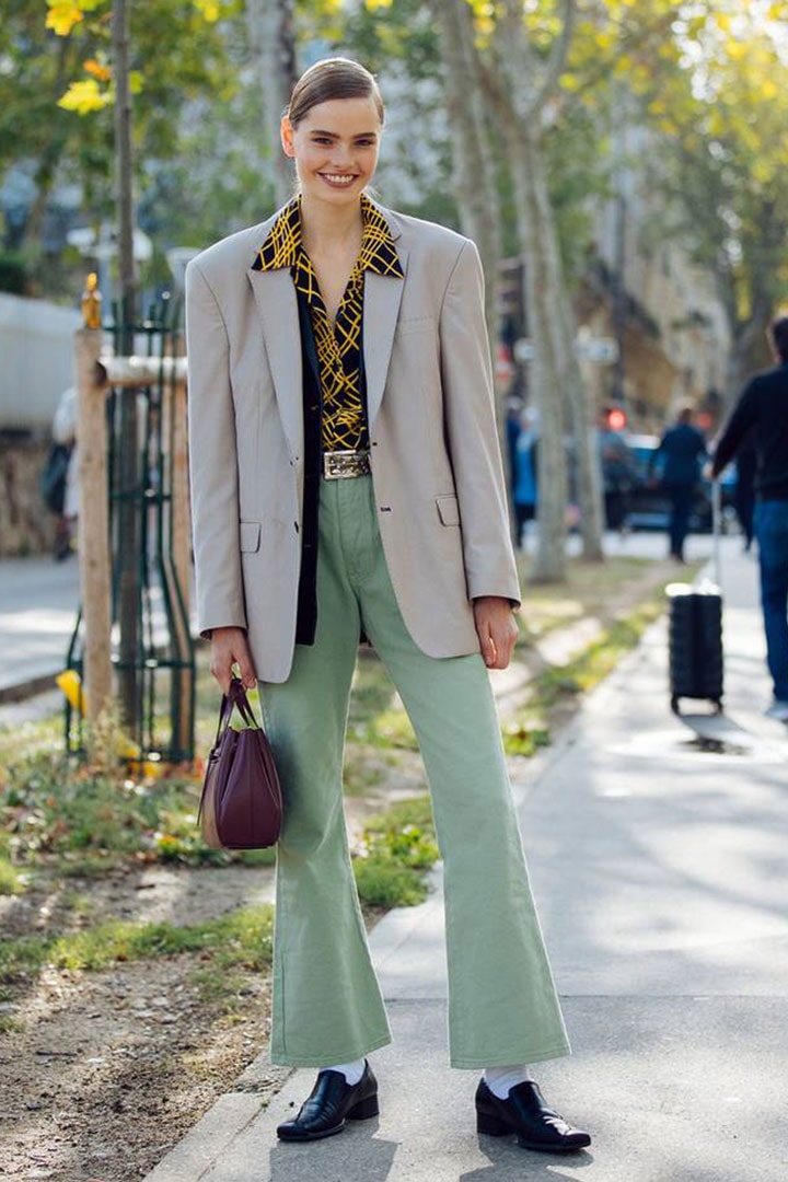 Street Style Blazer with Flared Jeans