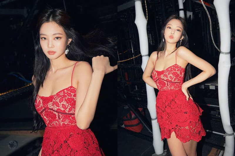 BLACKPINK Jennie Lisa Jisoo Rose Concert Tour Japan SELF-PORTRAIT Floral lace midi dress celebrities style k pop korean idols celebrities singers girl bands
