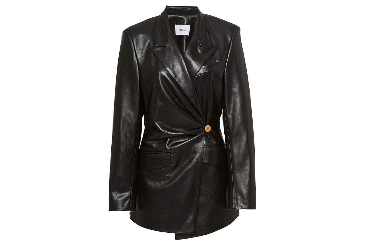 Blair Ruched Leather Blazer