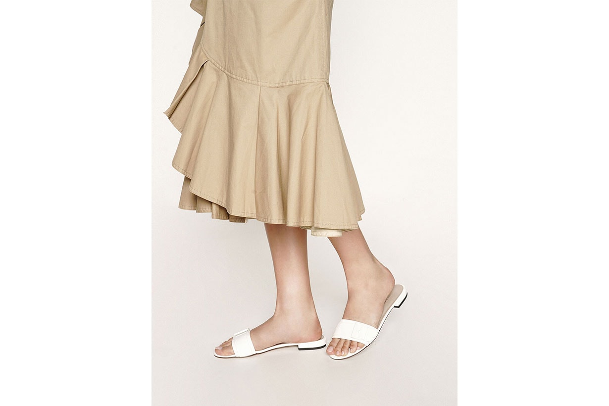 Buckle Strap Patent Slide Sandals